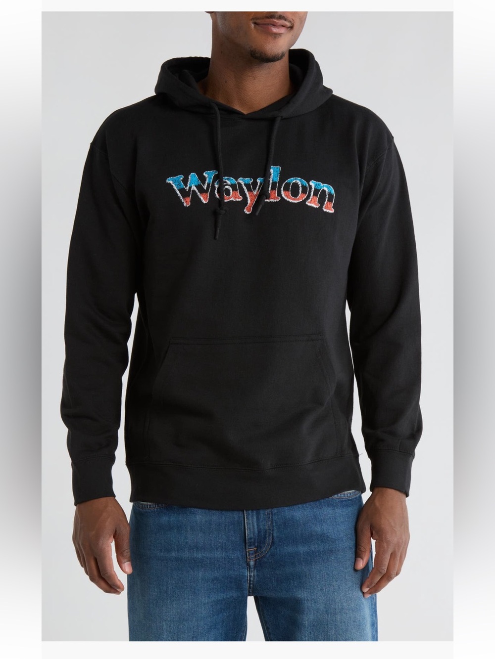 Waylon Jennings The Forecast Agency Embroidered Hoodie Black Men’s Large NWT
